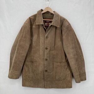 Vintage Reed Leather Jacket Mens Medium Brown Suede Sportswear Button Front Coat